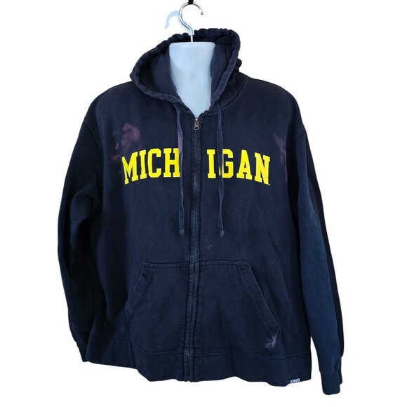 Vintage Michigan Zip-Up Hoodie With Pockets distressed unique wolverine gear - Picture 1 of 11